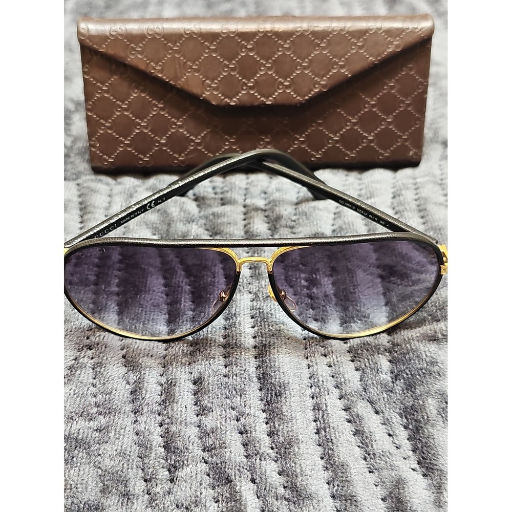 GUCCI Sunglasses Teardrop Black Gold Men's GG2887 S